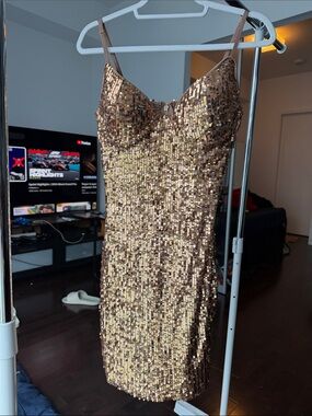 Fashion Nova Gold Sequin Bodycon Dress